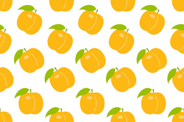 Seamless pattern with Orange peach. flat style. isolated on white background