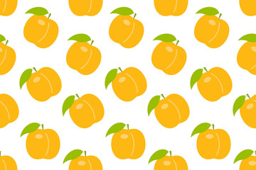 Seamless pattern with Orange peach. flat style. isolated on white background