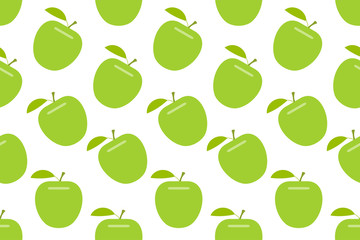 Seamless pattern with Green apple. flat style. isolated on white background