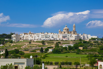 Fototapeta premium Locorotondo (Puglia, Italy) - The gorgeous white town in province of Bari, chosen among the top 10 most beautiful villages in Southern Italy. Here a view of historic center.