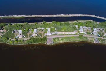 Fototapete Rund View from the height of the artillery battery of the 1st Northern Fort. Kronstadt, St. Petersburg © sikaraha