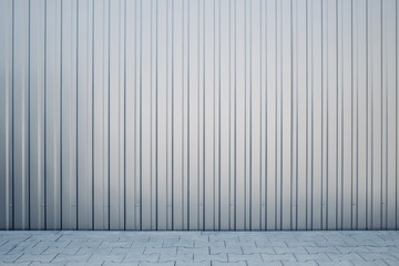 Light gray shiny metal exterior wall in the car parking as background texture