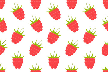 Seamless pattern with Raspberry. flat style. isolated on white background