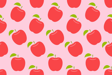 Seamless pattern with Red apple. flat style. isolated on red background