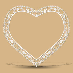 carved vintage frame shape of heart with shadow