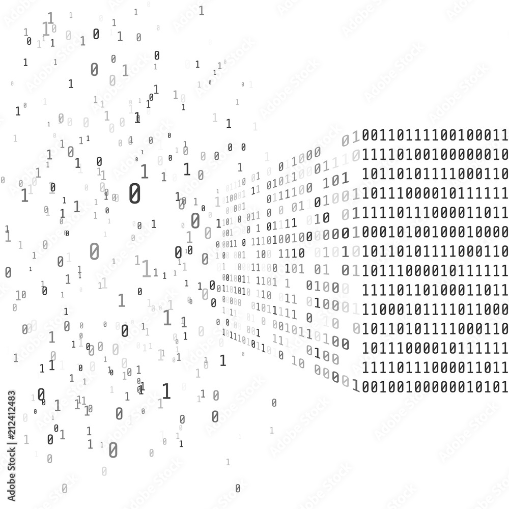 Aufkleber Big data concept. Binary matrix code. Artificial intelligence smart system. Process of sorting data from chaos into an ordered system. Search decision. Vector illustration