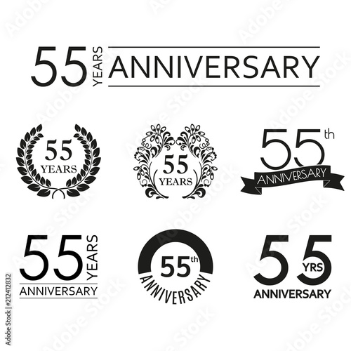  55 years  anniversary  icon set 55th anniversary  