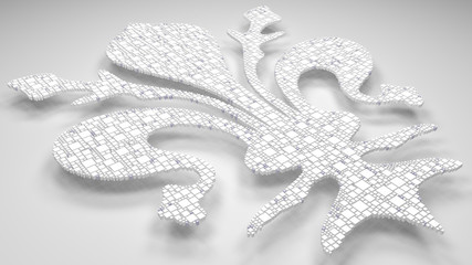 3D Coat of arms of Florence - Tuscany | 3d Rendering, mosaic of little bricks - White and flag colors. A number of 4365 little boxes are accurately inserted into the mosaic