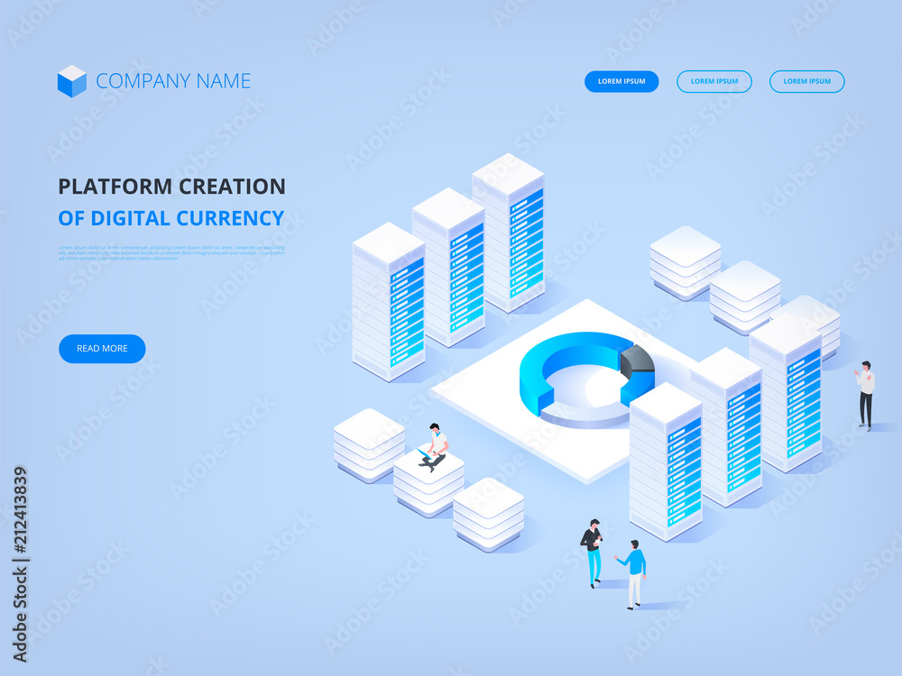 Poster cryptocurrency and blockchain. platform creation of digital currency. header for website. business, 