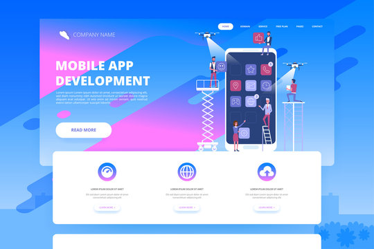 Mobile app development concept banner
