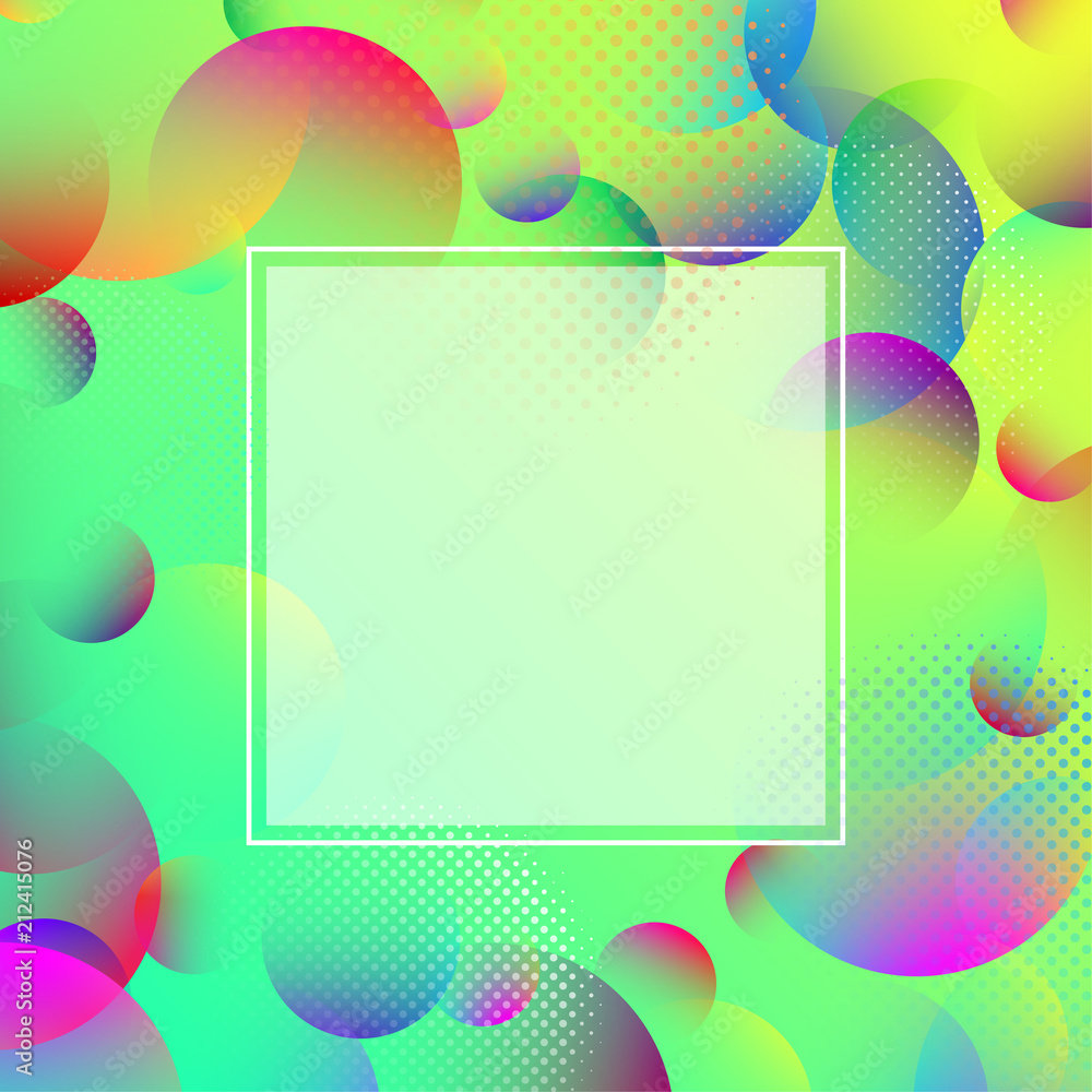 Poster green spectrum background with color abstract bubbles pattern.