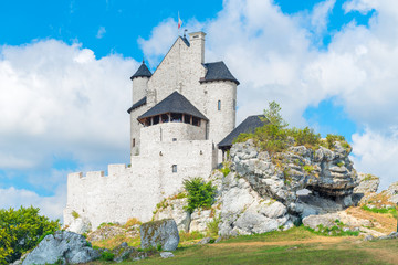 Naklejka premium Bobolice, Poland - August 13, 2017: the castle of Bobolice on the hill in Poland