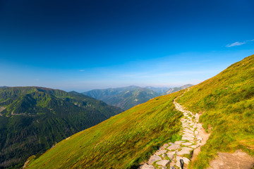 Fototapeta na wymiar tourist route to the summit of Mount Kasprowy Wierch Poland