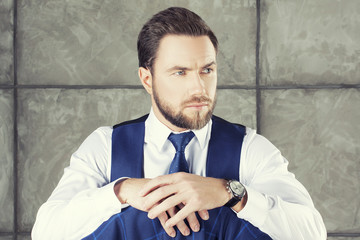 Portrait of business man. Toned
