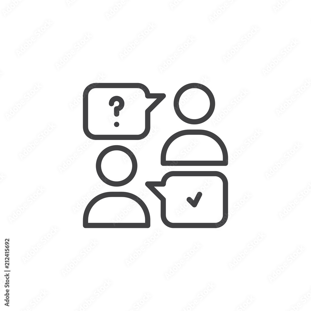 Poster conversation outline icon. linear style sign for mobile concept and web design. people talking simpl