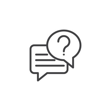 Conversation chat outline icon. linear style sign for mobile concept and web design. Dialogue with question mark simple line vector icon. FAQ Symbol, logo illustration. Pixel perfect vector graphics