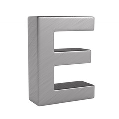 Character E on white background. Isolated 3D illustration