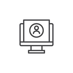 Resume CV Monitor outline icon. linear style sign for mobile concept and web design. Send resume simple line vector icon. Symbol, logo illustration. Pixel perfect vector graphics