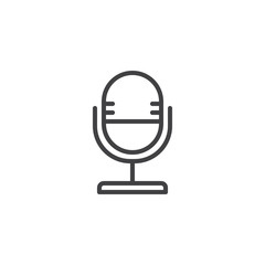 Microphone outline icon. linear style sign for mobile concept and web design. Sound mic simple line vector icon. Symbol, logo illustration. Pixel perfect vector graphics
