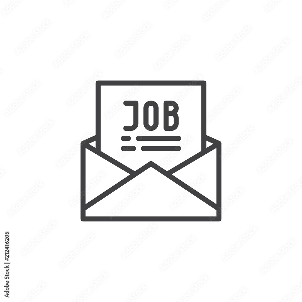 Aufkleber mail with job offer outline icon. linear style sign for mobile concept and web design. open envelope