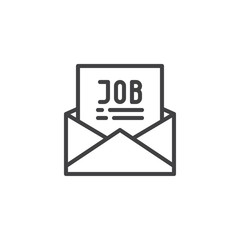Mail with job offer outline icon. linear style sign for mobile concept and web design. Open envelope with job letter simple line vector icon. Symbol, logo illustration. Pixel perfect vector graphics