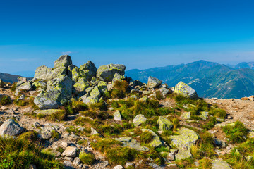 close-up stones at the top of a mountain in the Tatras