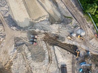 The top view of the construction site at the initial stage