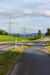 Fototapeta na wymiar transmission line in bavaria south germany