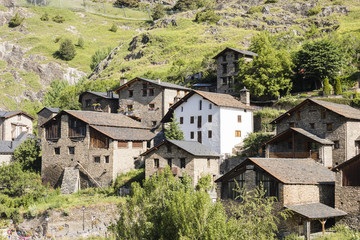 Fototapeta na wymiar Village Pal in the Pyrenees in Andorra with the romanesque church