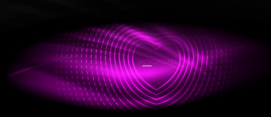 Neon glowing wave, magic energy and light motion background. Wallpaper template, hi-tech future concept