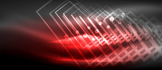 Neon glowing wave, magic energy and light motion background. Wallpaper template, hi-tech future concept