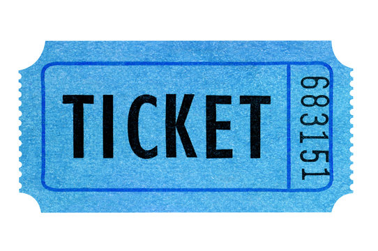 Blue movie ticket isolated on white