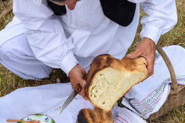 Homemade bread served on a picnic