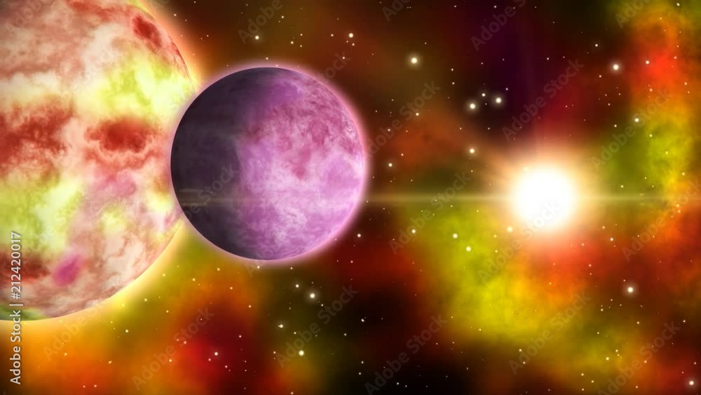 Wall mural space scene with rotating planets. loop.