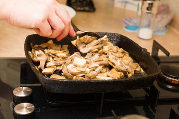 mushrooms are fried