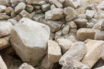 Heap with big stones. Pile of boulders and rocks