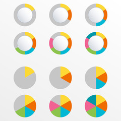 Pie chart with 6 slice, section or levels. Circle infographics concept with 1, 2,3,4,5,6 steps. Vector illustration.