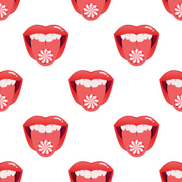 Mouth with candy pattern