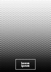 Vertical abstract background with dotted halftone pattern in black and white colors. A gradient texture of dot ornament. Design template of flyer, banner, cover, poster in A4 size. Vector 