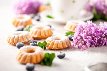 Sweet cakes with berries