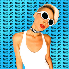 Love Mood. Stylish Girl in fashion accessories. Glasses and Choker. Night Club Music Vibes