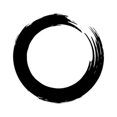 Black brush strokes in the form of a circle. Design element for poster, card, sign, banner.