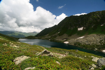 Fototapeta na wymiar Lake Skazka, Dukkinskie lakes. Arkhyz.