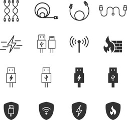 cable icons vector illustration - obrazy, fototapety, plakaty
