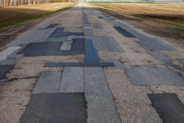 Fototapeta premium Patch repair of asphalt.