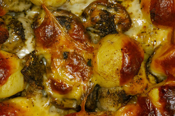 baked in the oven potatoes, cauliflower, mushrooms