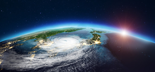 Japan cyclone. 3d rendering