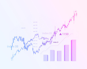 The schedule for changing the stock market graph in a positive direction. The investment economy and the development of new financial tools for trade online. Vector