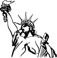 handmade digital sketches of statue of liberty