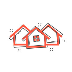 Cartoon house icon in comic style. Home illustration pictogram. House splash business concept.
